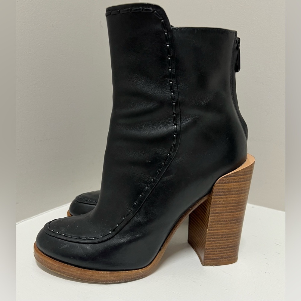 3.1 Phillip Lim Jasper Saddle-Stitch Leather Black Bootie - Picture 3 of 8
